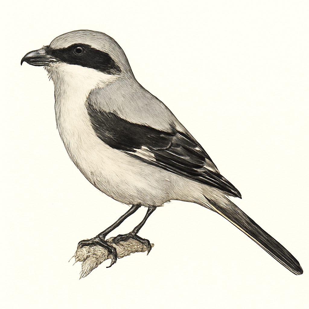 Iberian Grey Shrike illustration