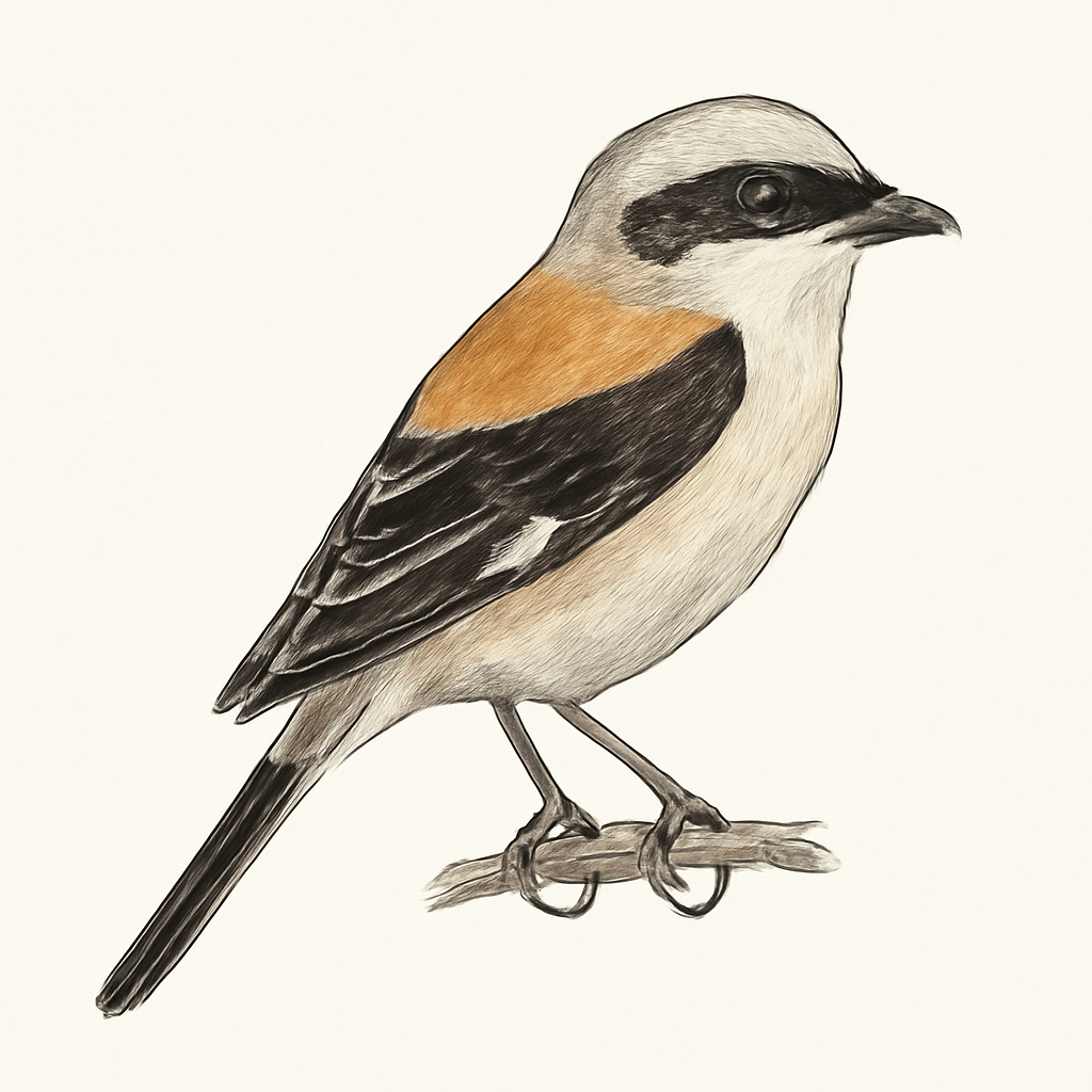 Masked Shrike illustration