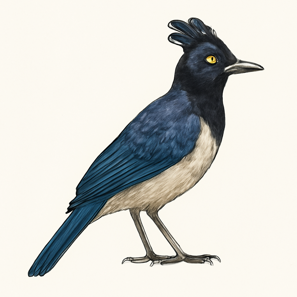 Curl-crested Jay illustration