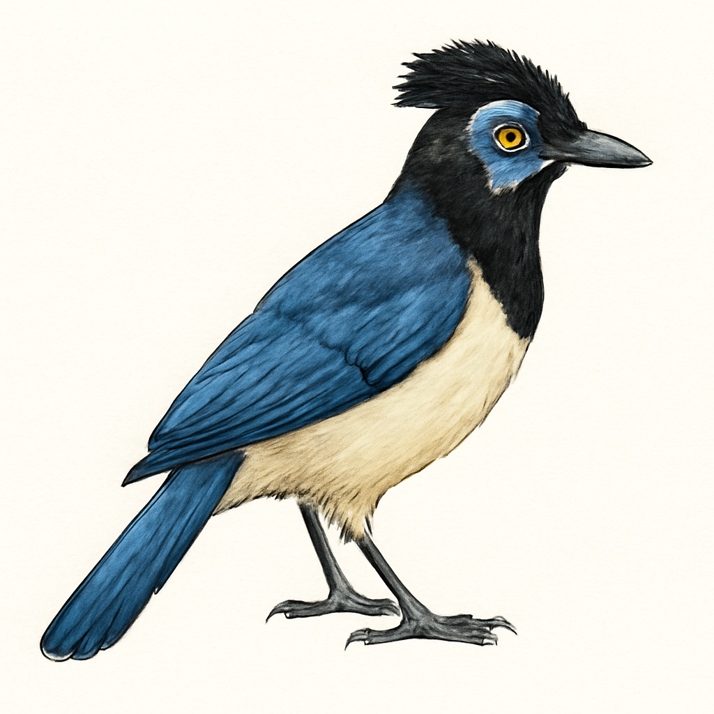 Plush-crested Jay illustration