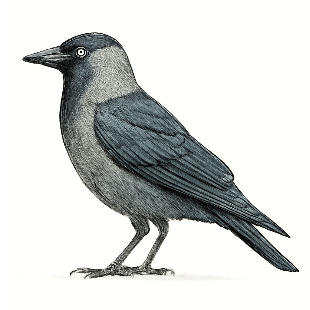 Daurian Jackdaw illustration