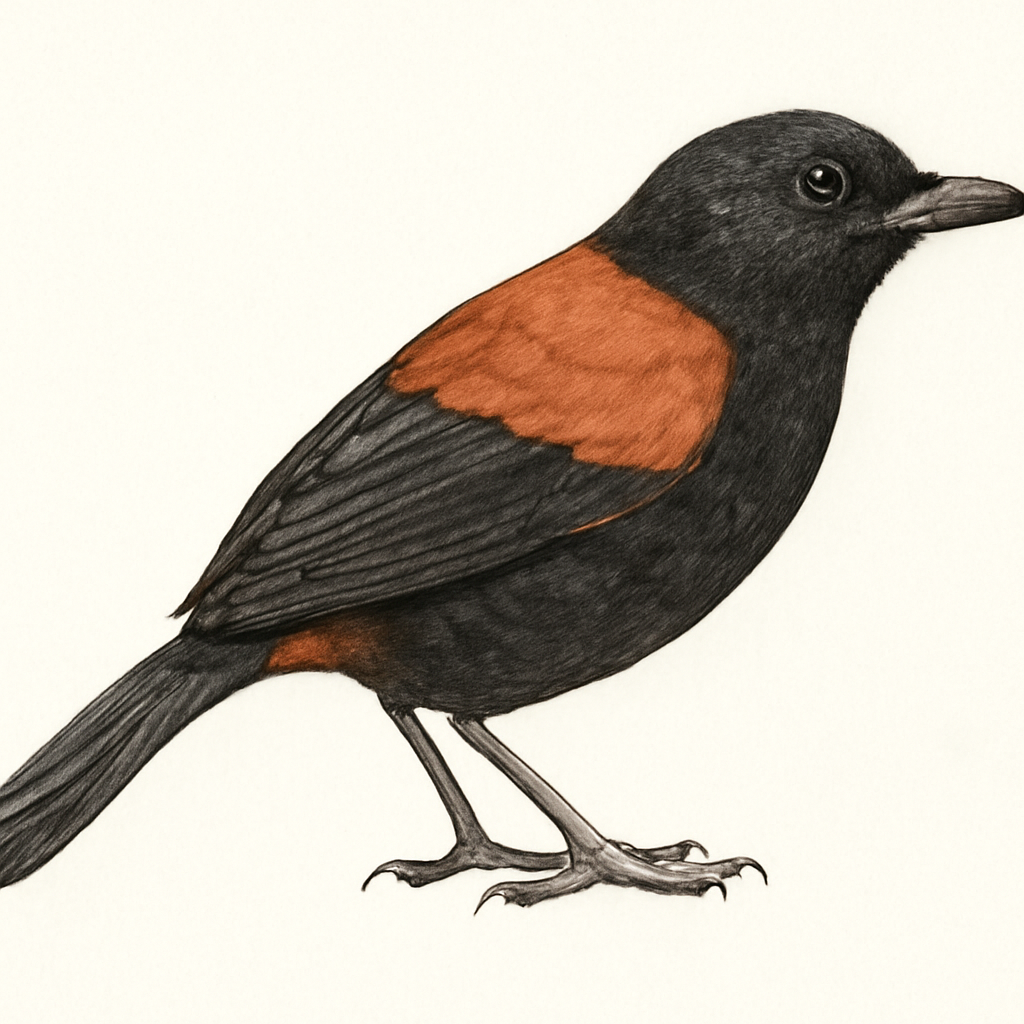 North Island Saddleback illustration