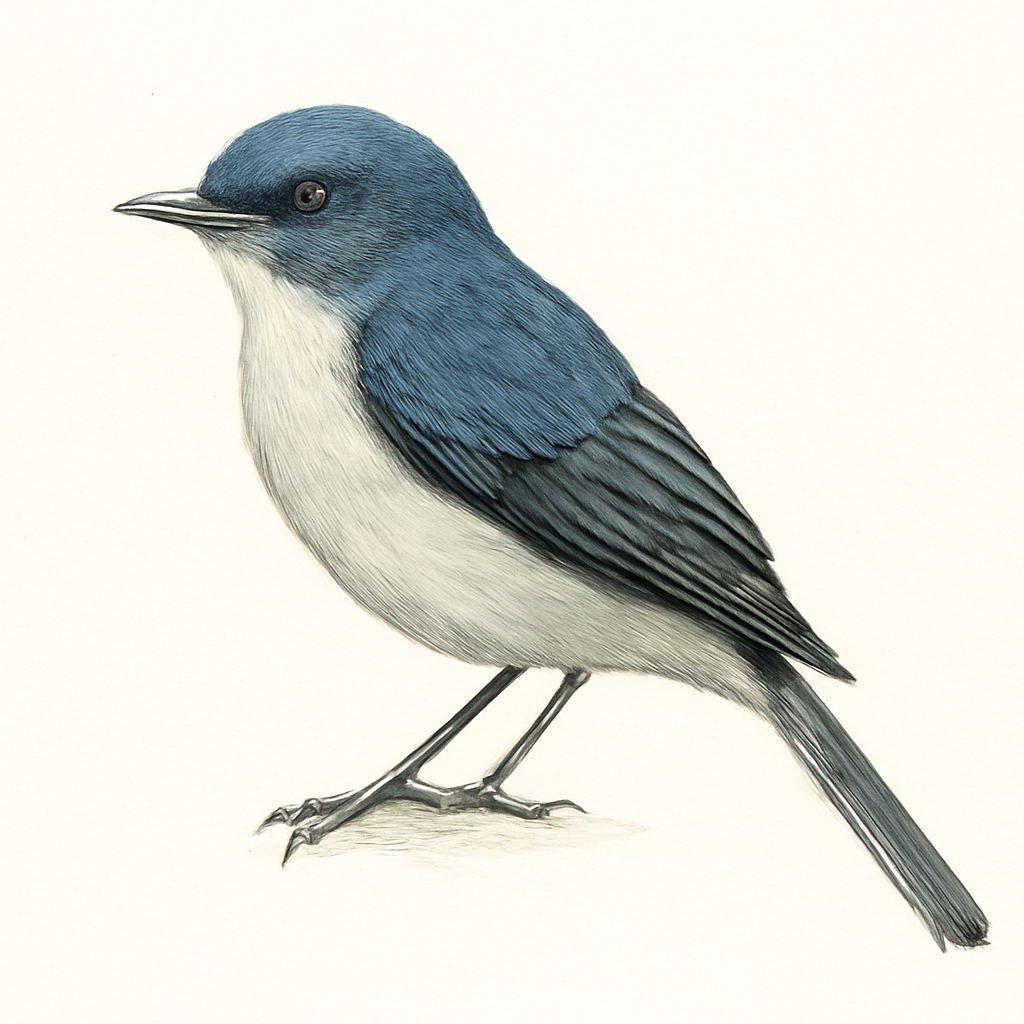 White-tailed Blue Flycatcher illustration