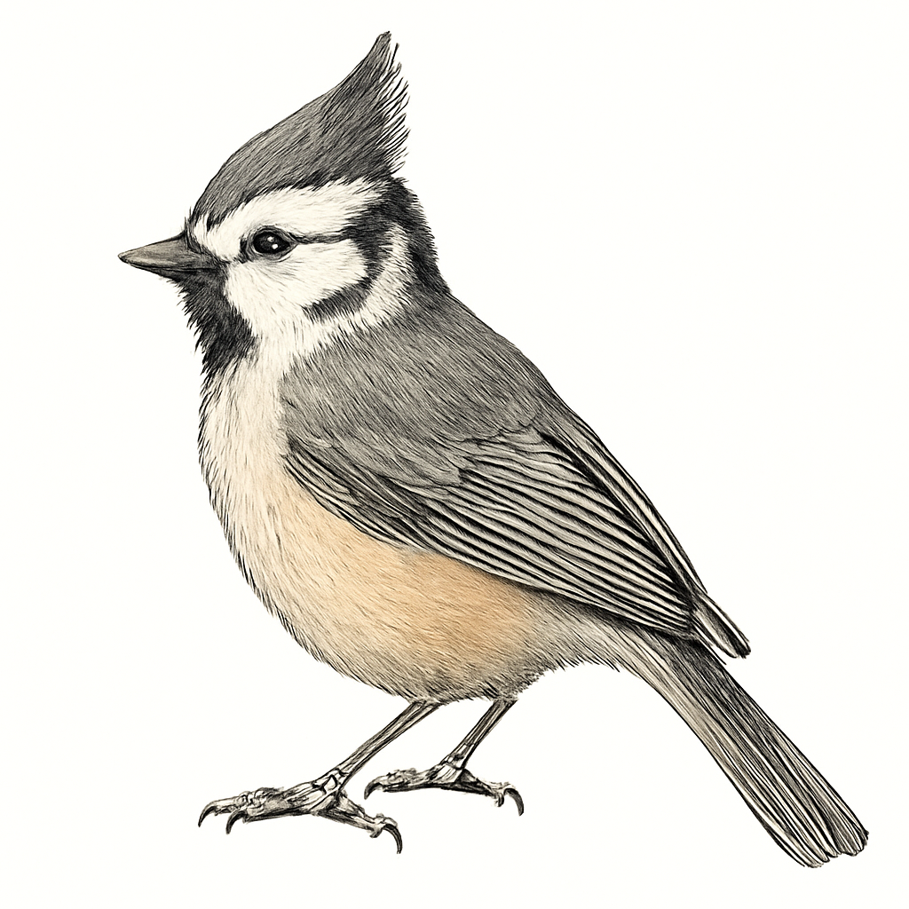 Illustrazione di Bridled Titmouse