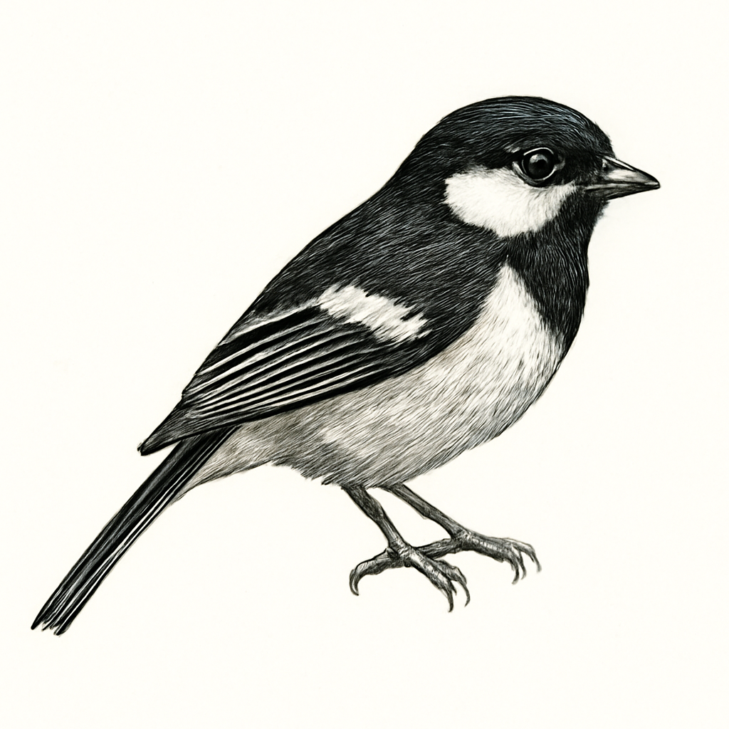Illustration von Weißflügel-Rußmeise