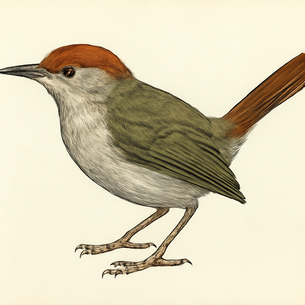 Illustration von Rotschwanz-Schneidervogel