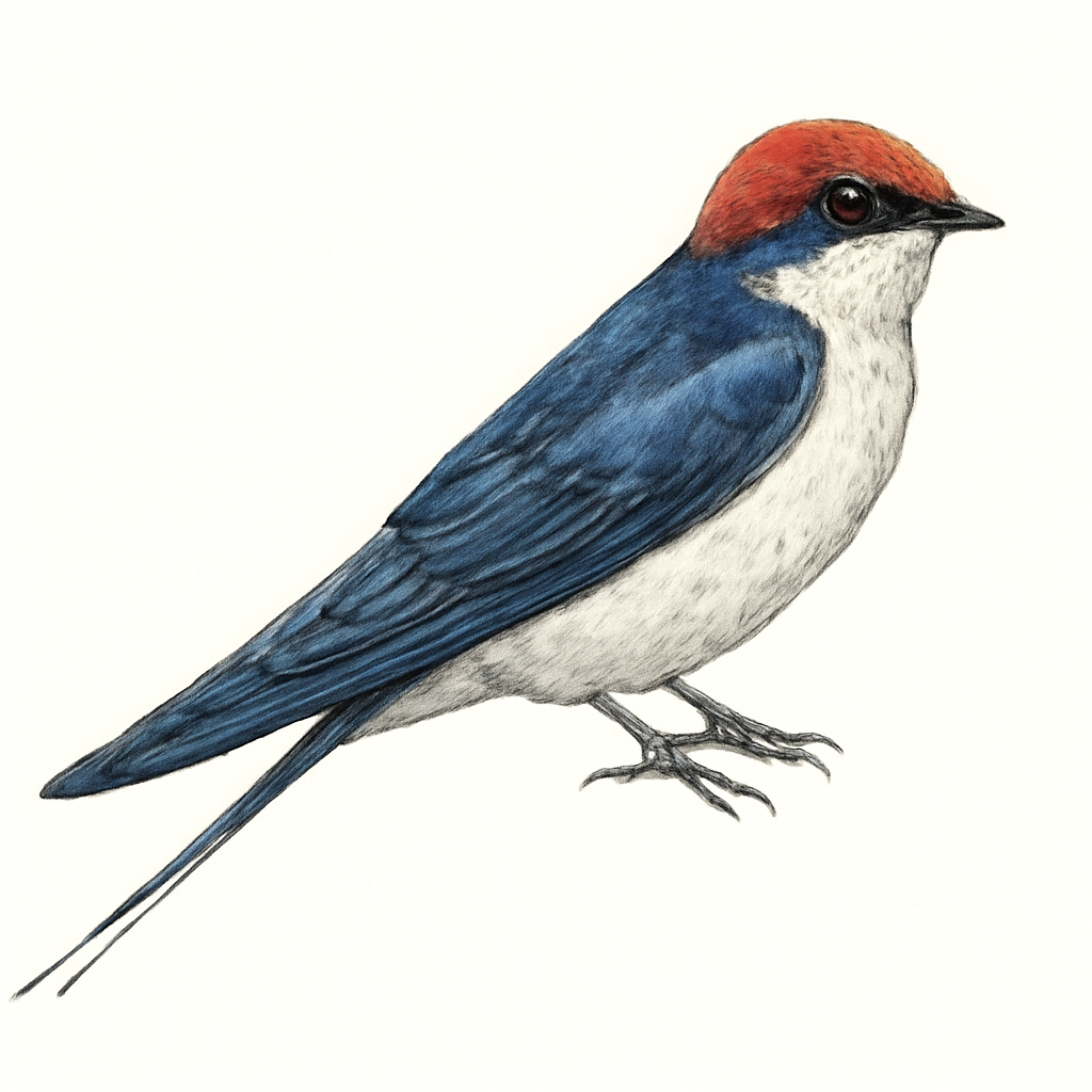 Illustratie van Roodkruinzwaluw