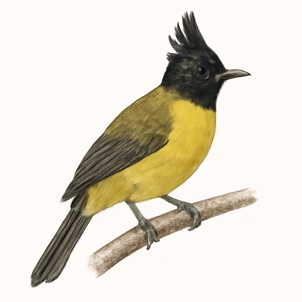 Illustration von Haubenbülbül