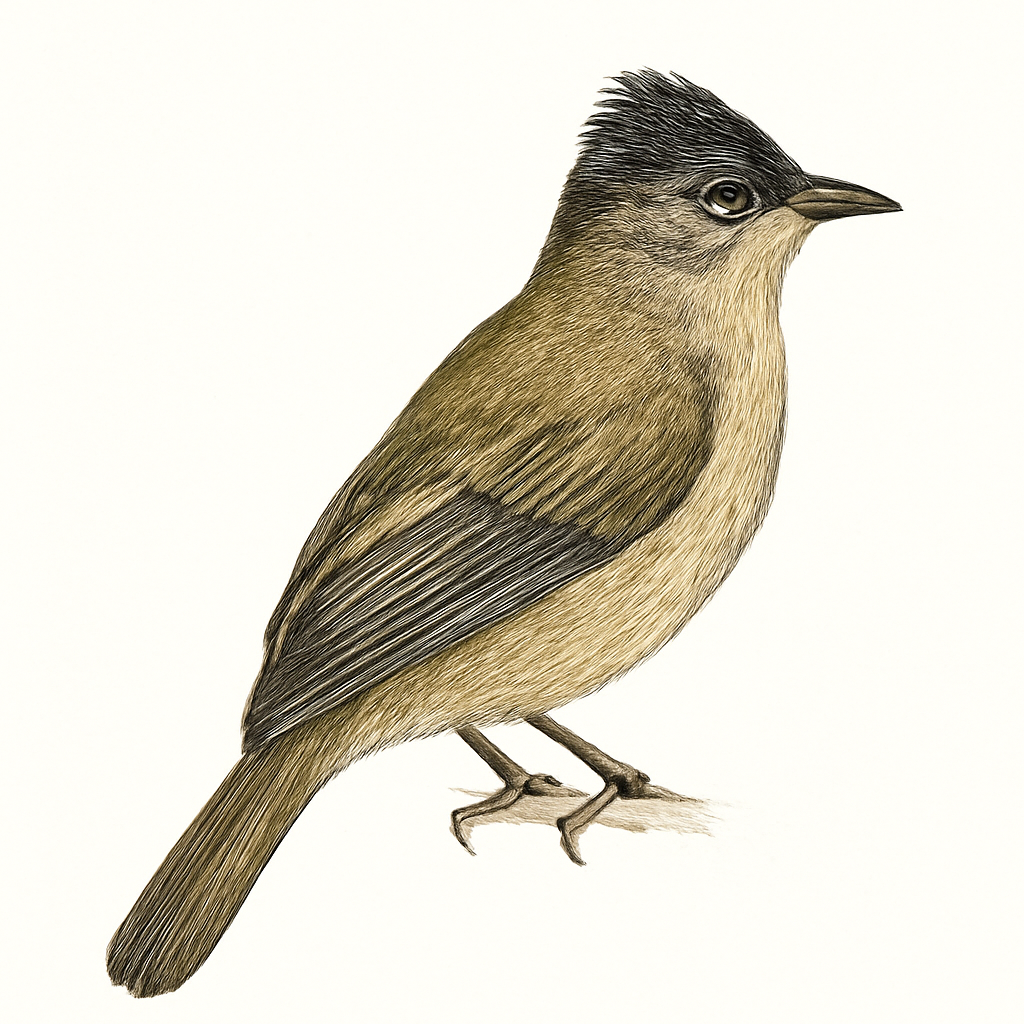 Ilustración de Bulbul Aliverde