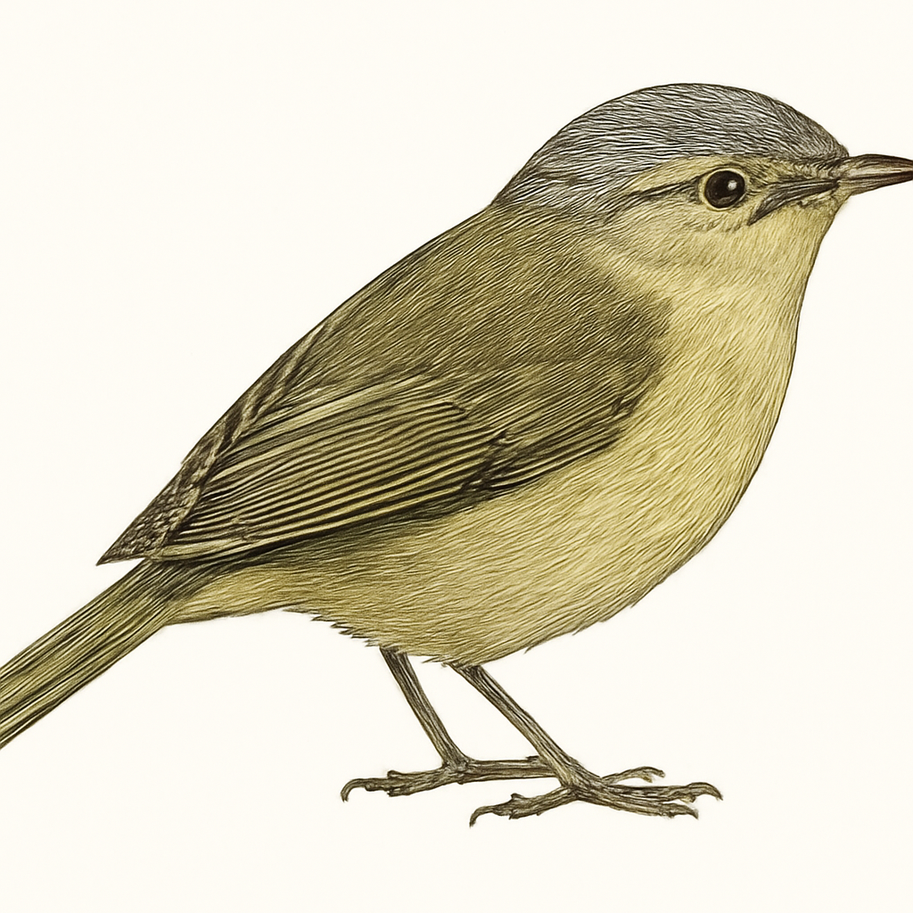Illustration von Grauscheitel-Laubsänger