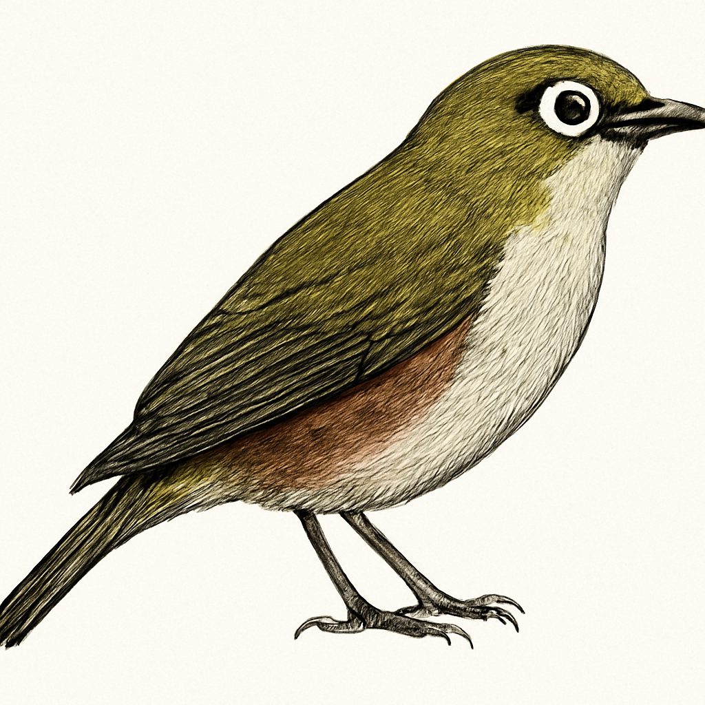Illustration von Rostflanken-Brillenvogel