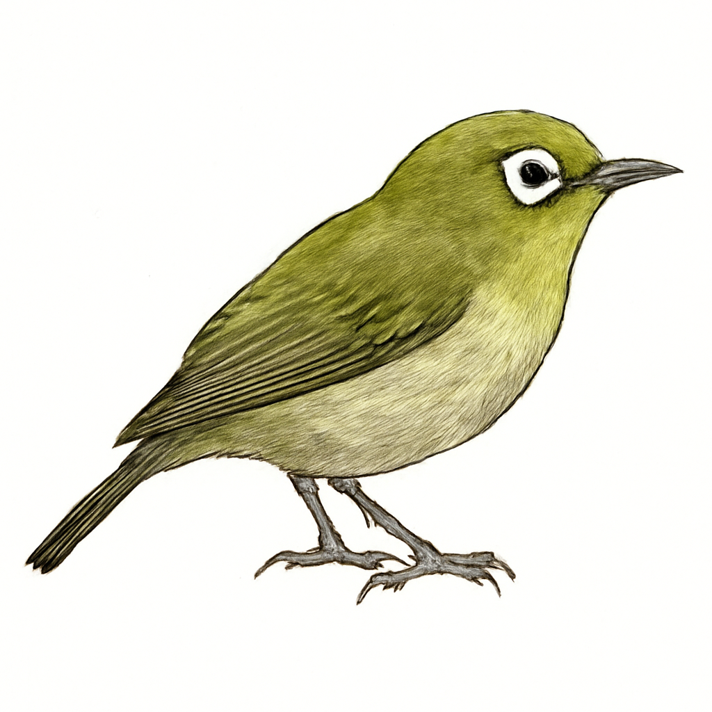 Green White-eye illustration