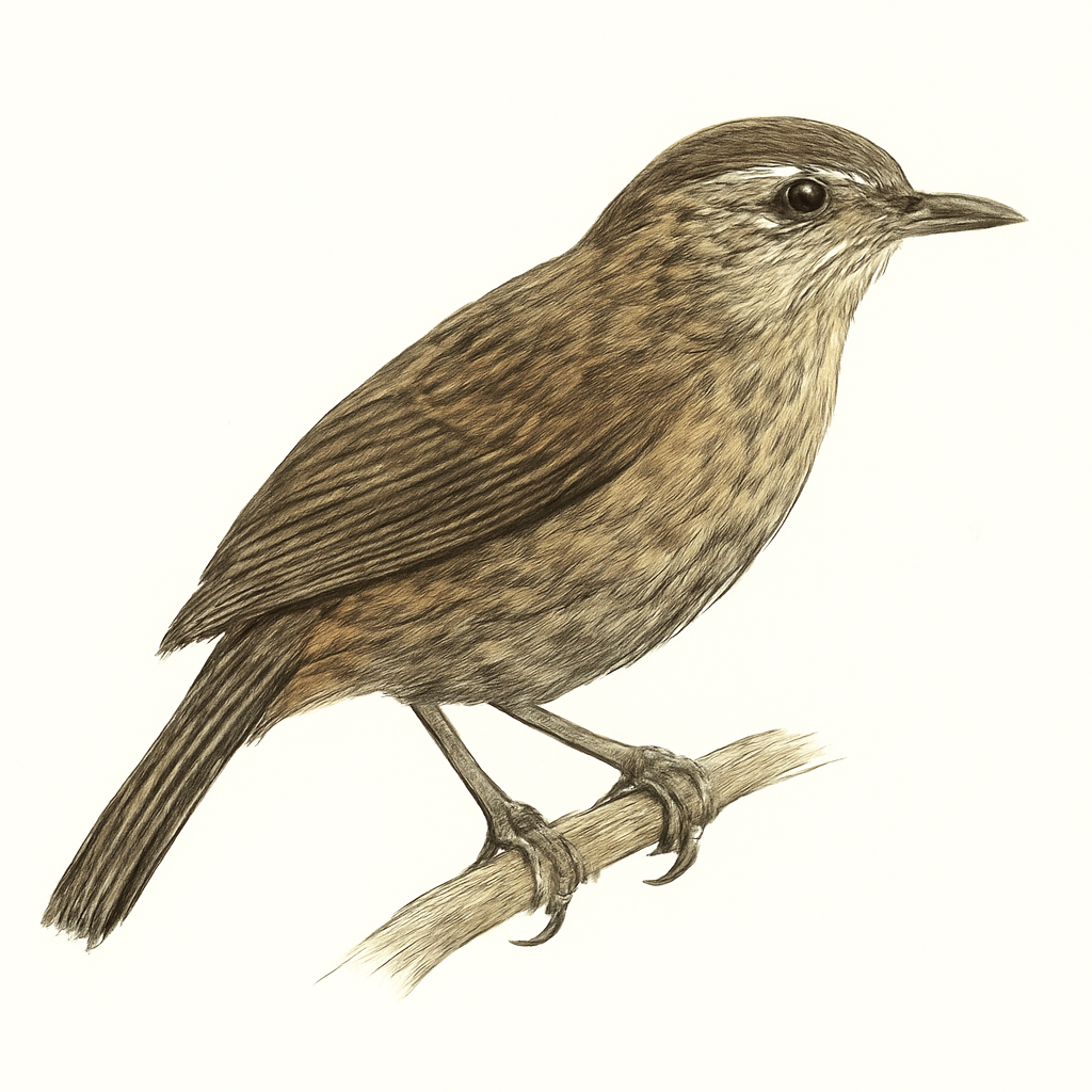 Illustration von Rostbürzel-Buschtimalie