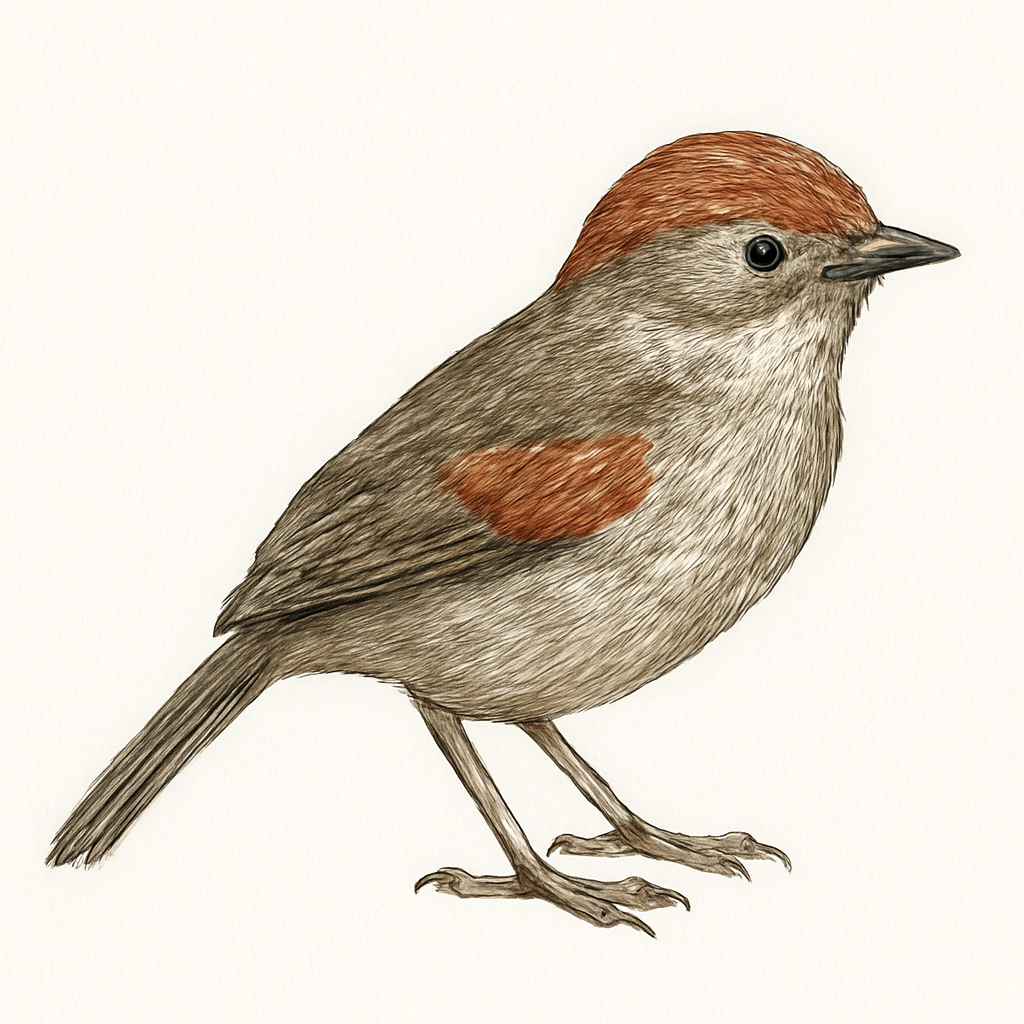 Ilustração de rufous-winged fulvetta