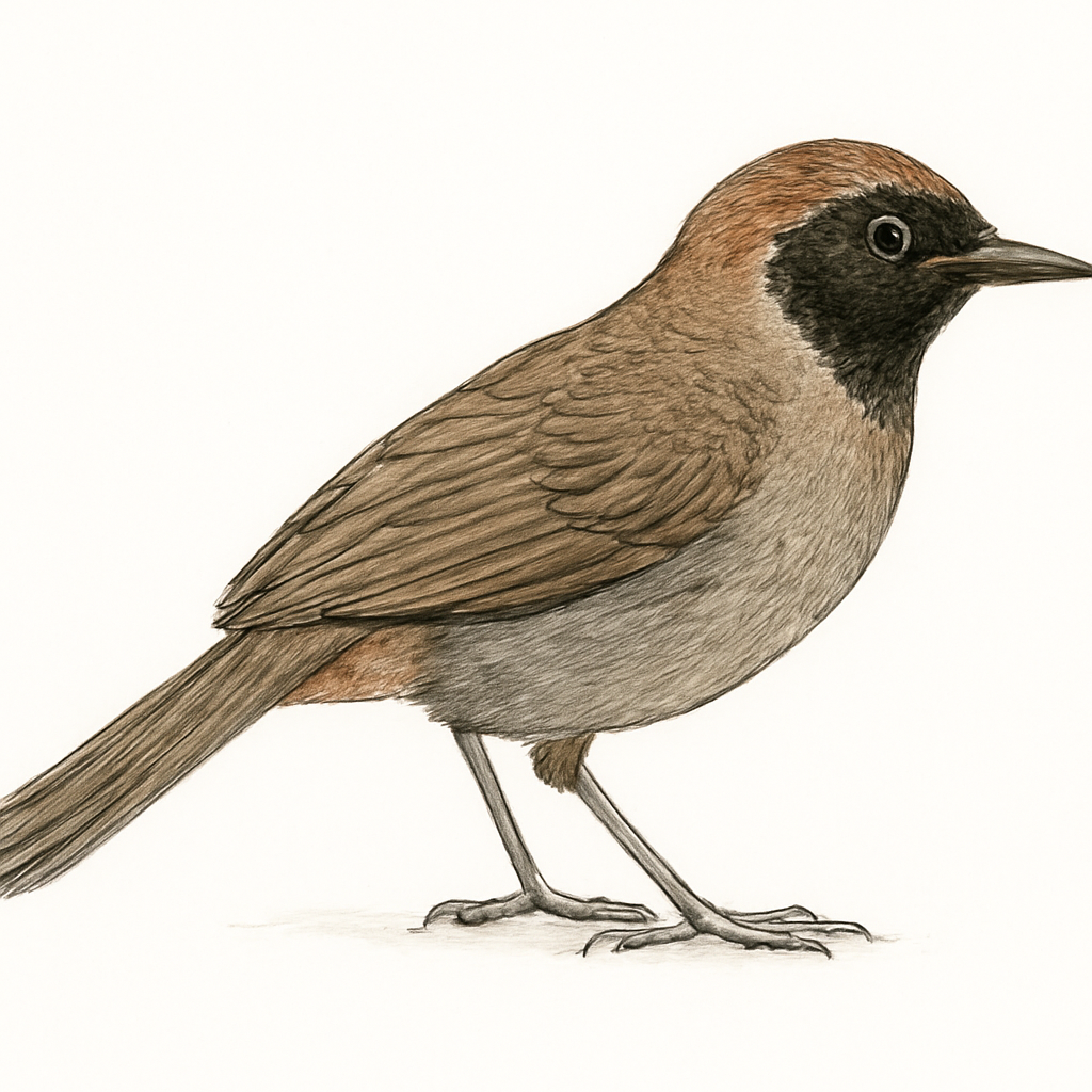 Illustration von Schwarzscheitelhäherling