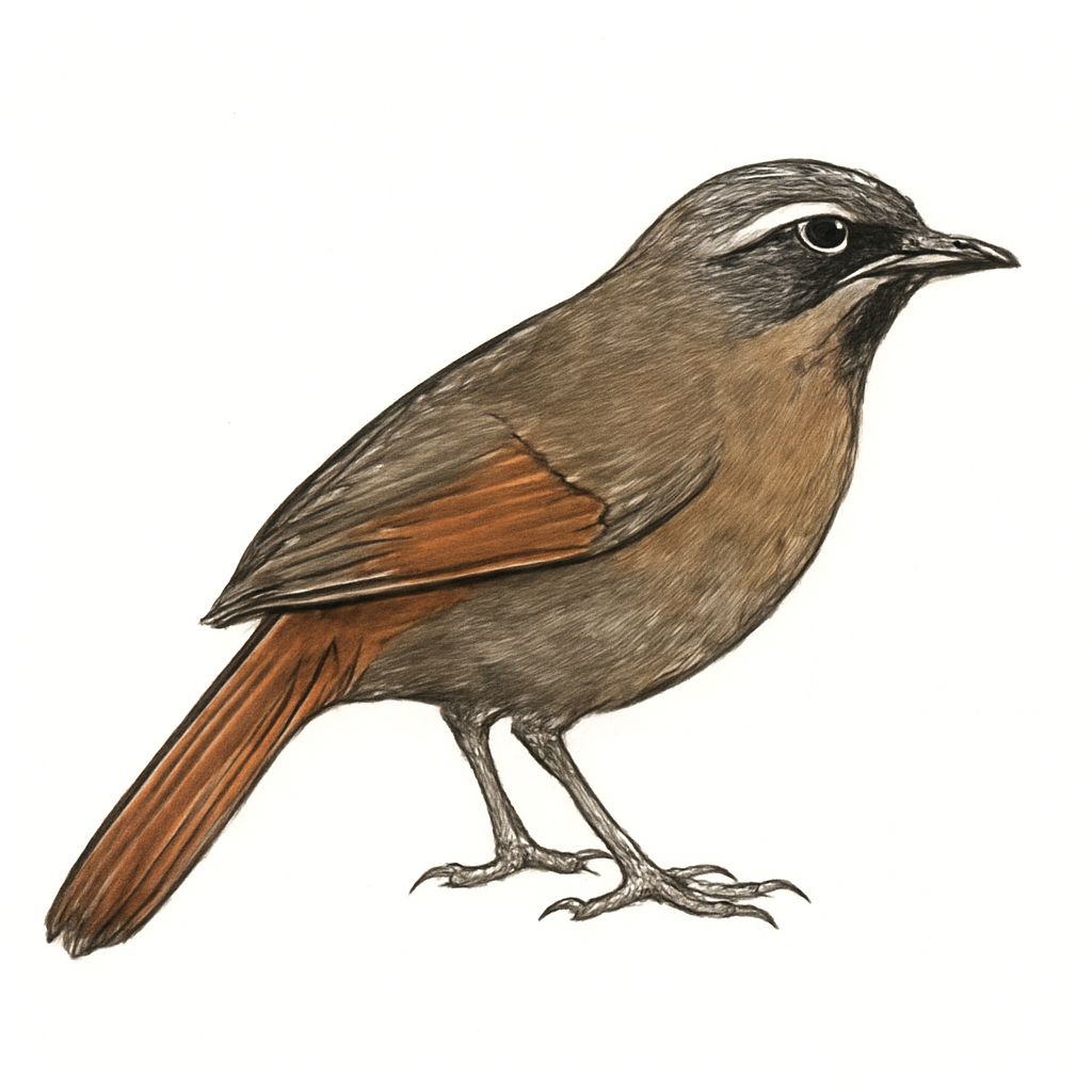 Illustration de Garrulaxe à queue rouge