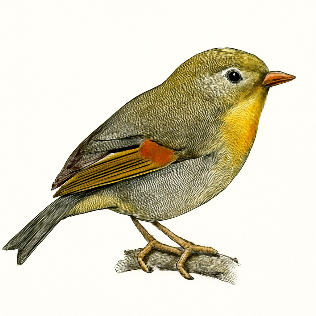 Red-billed Leiothrix illustration