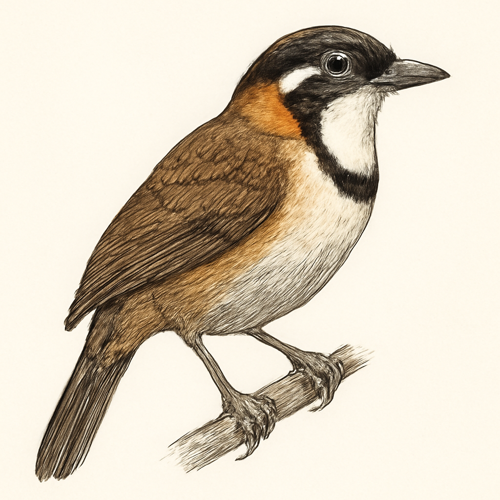 Ilustração de greater necklaced laughingthrush
