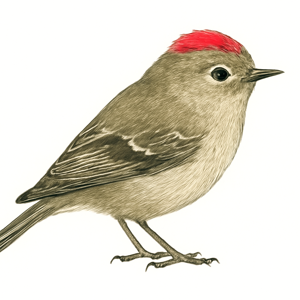 Ruby-crowned Kinglet illustration