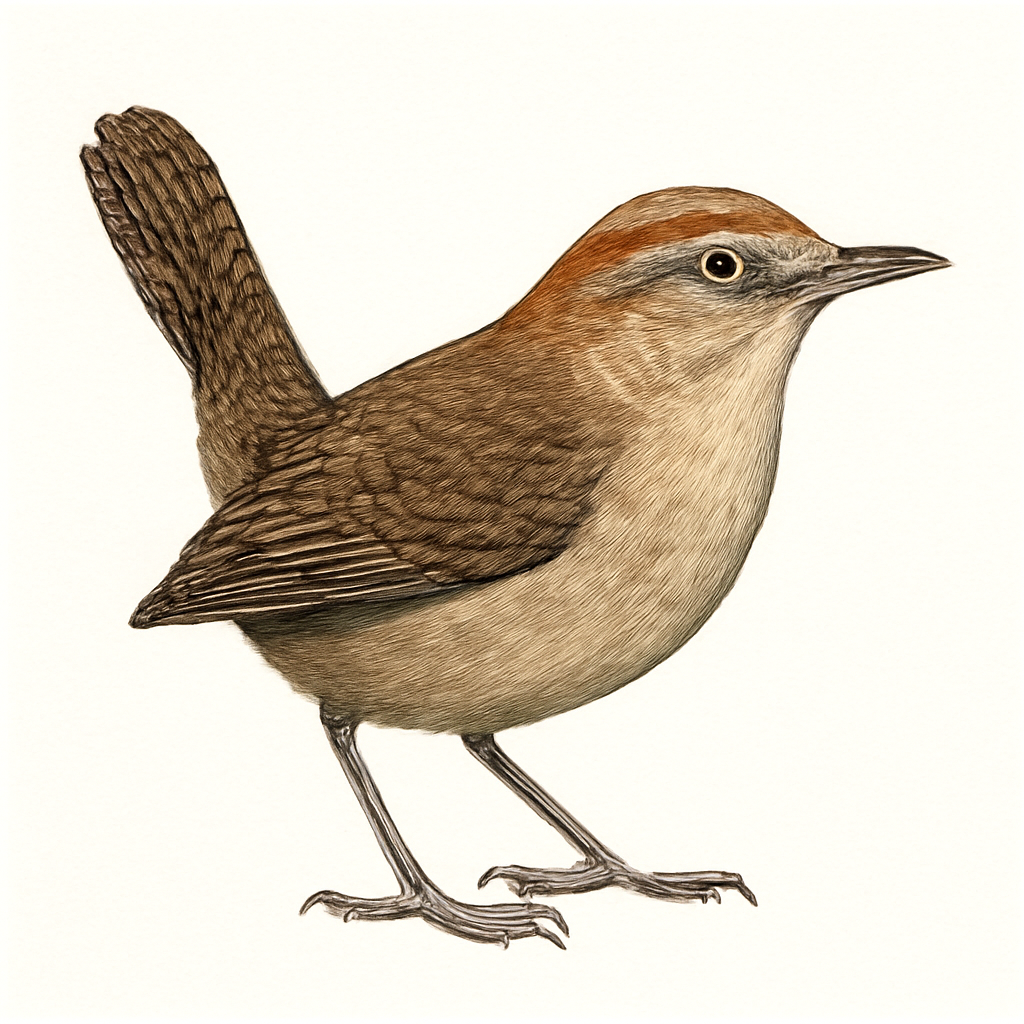 Illustration von Rostbrauen-Zaunkönig