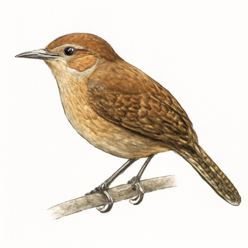 Illustration von Kastanienrücken-Zaunkönig
