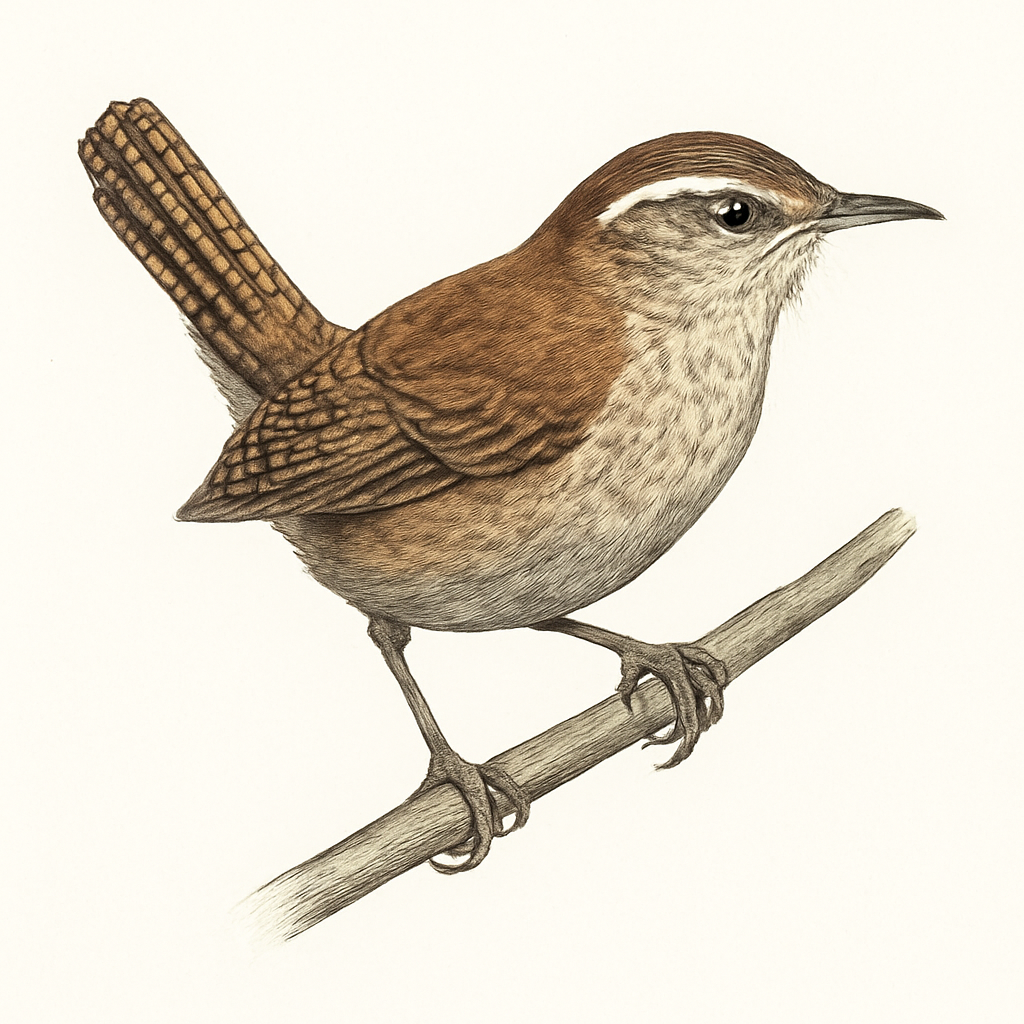 Illustration von Bartstreif-Zaunkönig