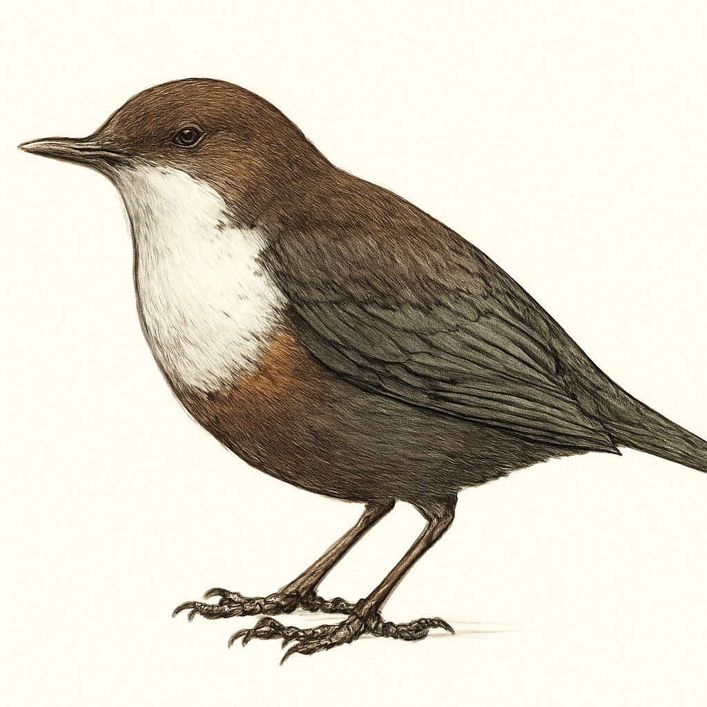 White-throated Dipper illustration