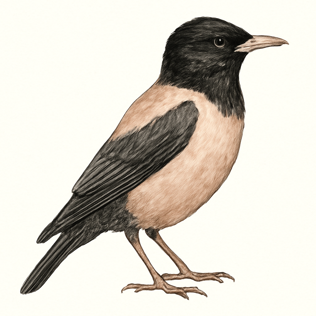 Rose-coloured Starling illustration