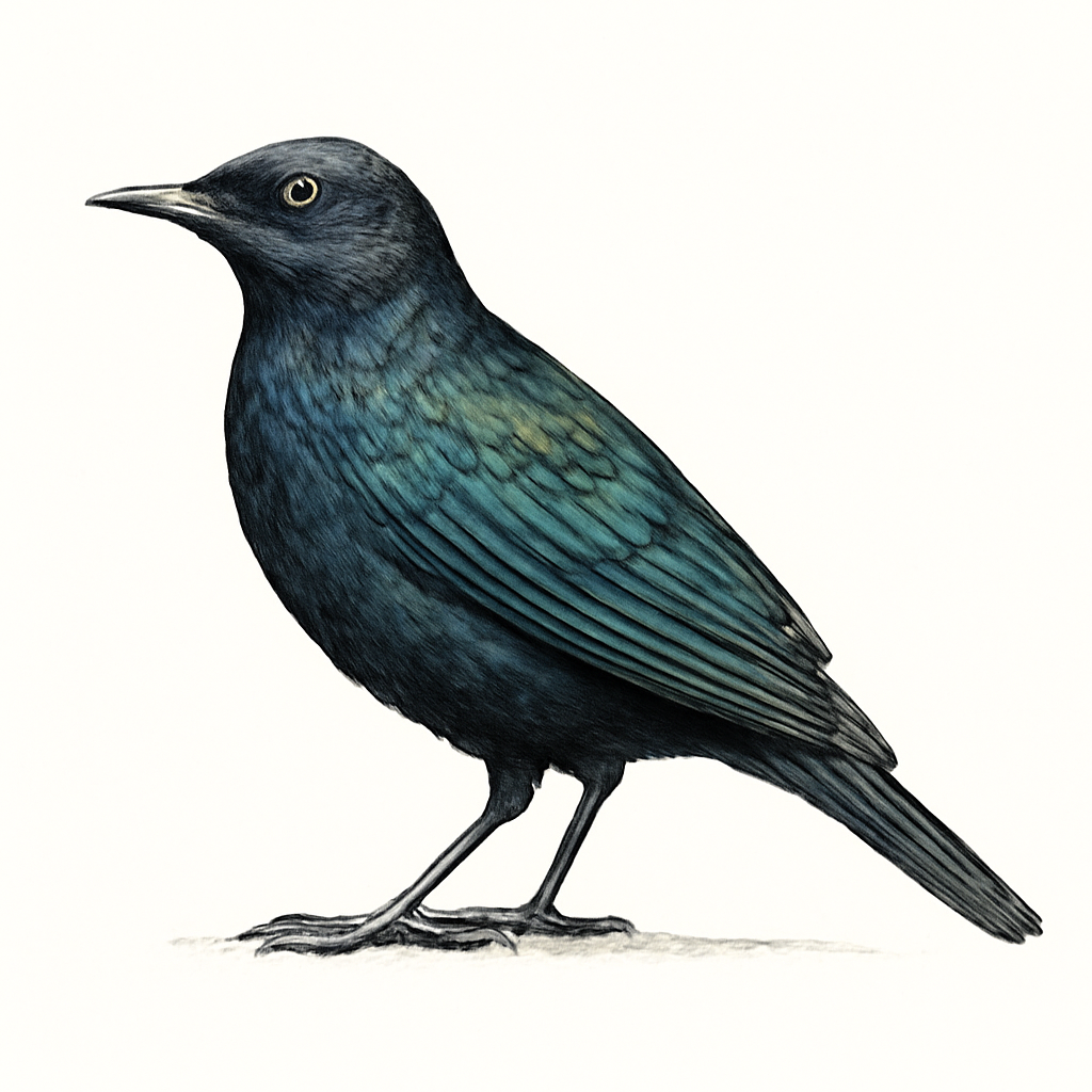 Illustration von Schwarzbauch-Glanzstar