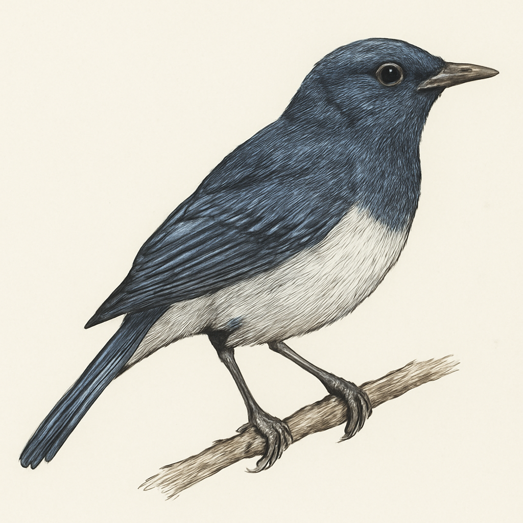 Blue-and-white Mockingbird illustration