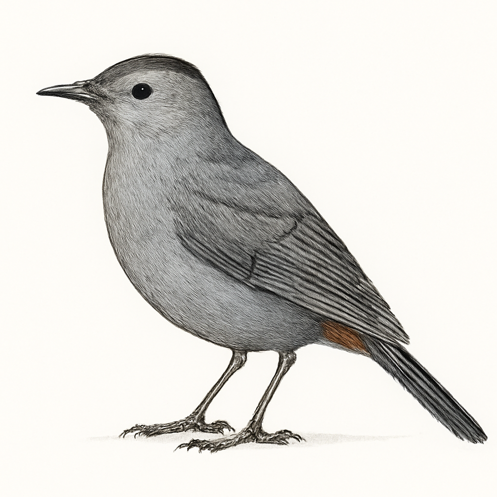 Grey Catbird illustration