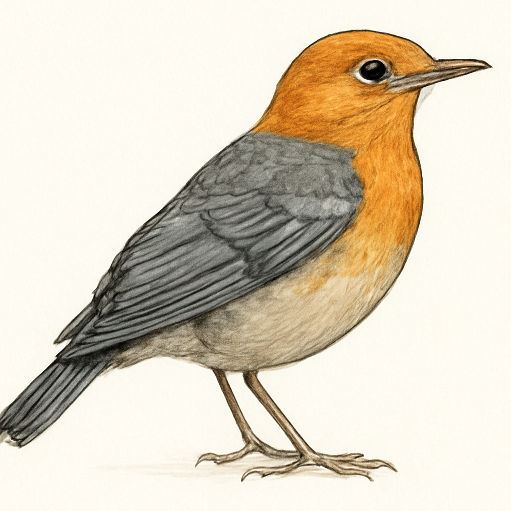 Illustration de Grive à tête orange
