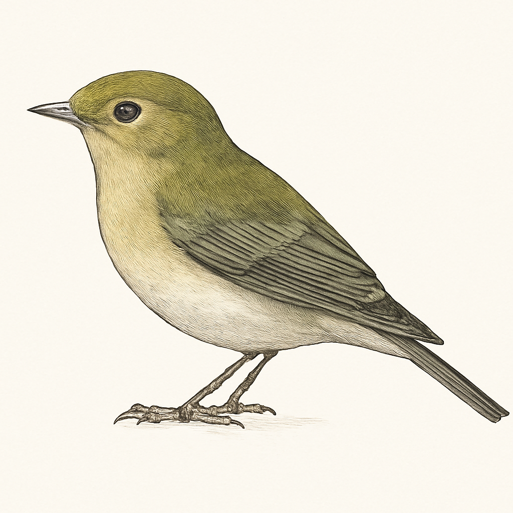 Illustration de Gobemouche à dos vert