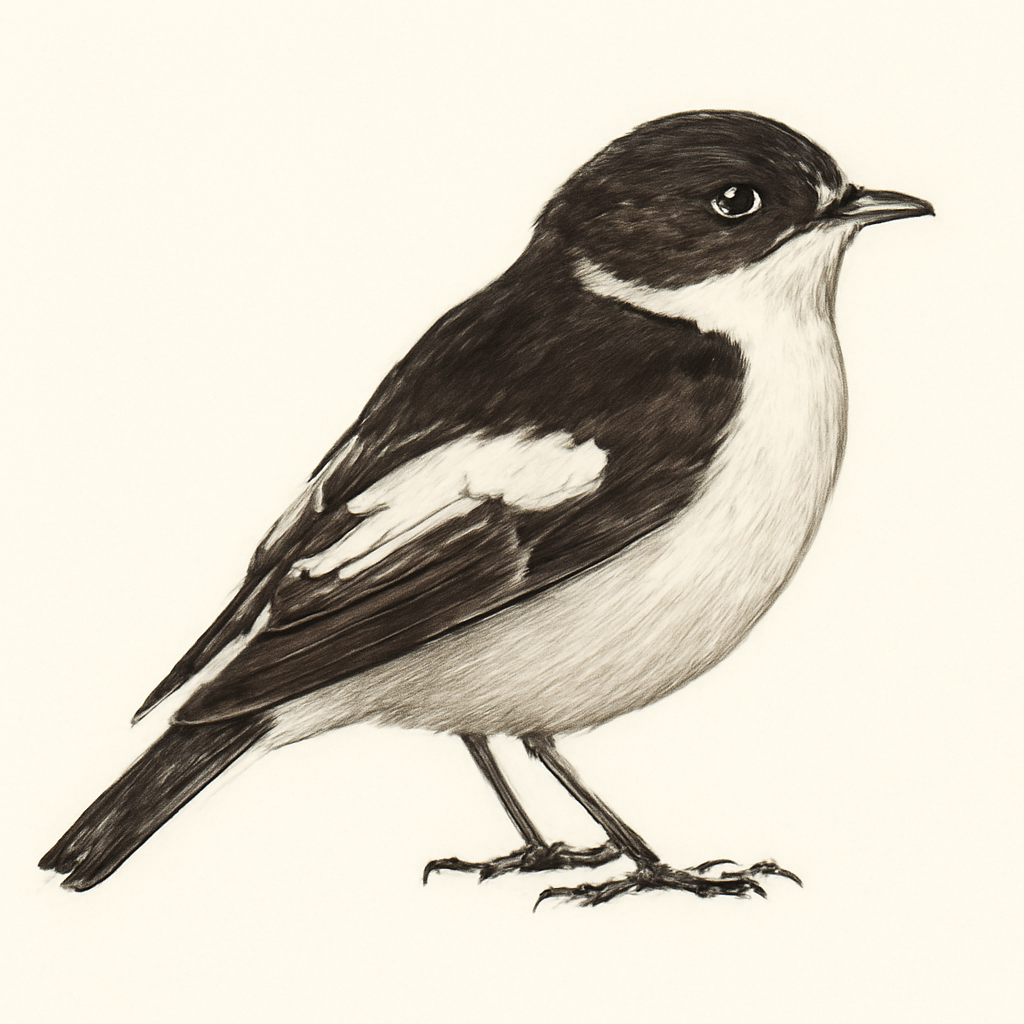 European Pied Flycatcher illustration