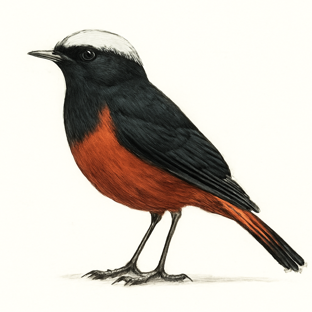 Illustration von Weißscheitel-Rotschwanz