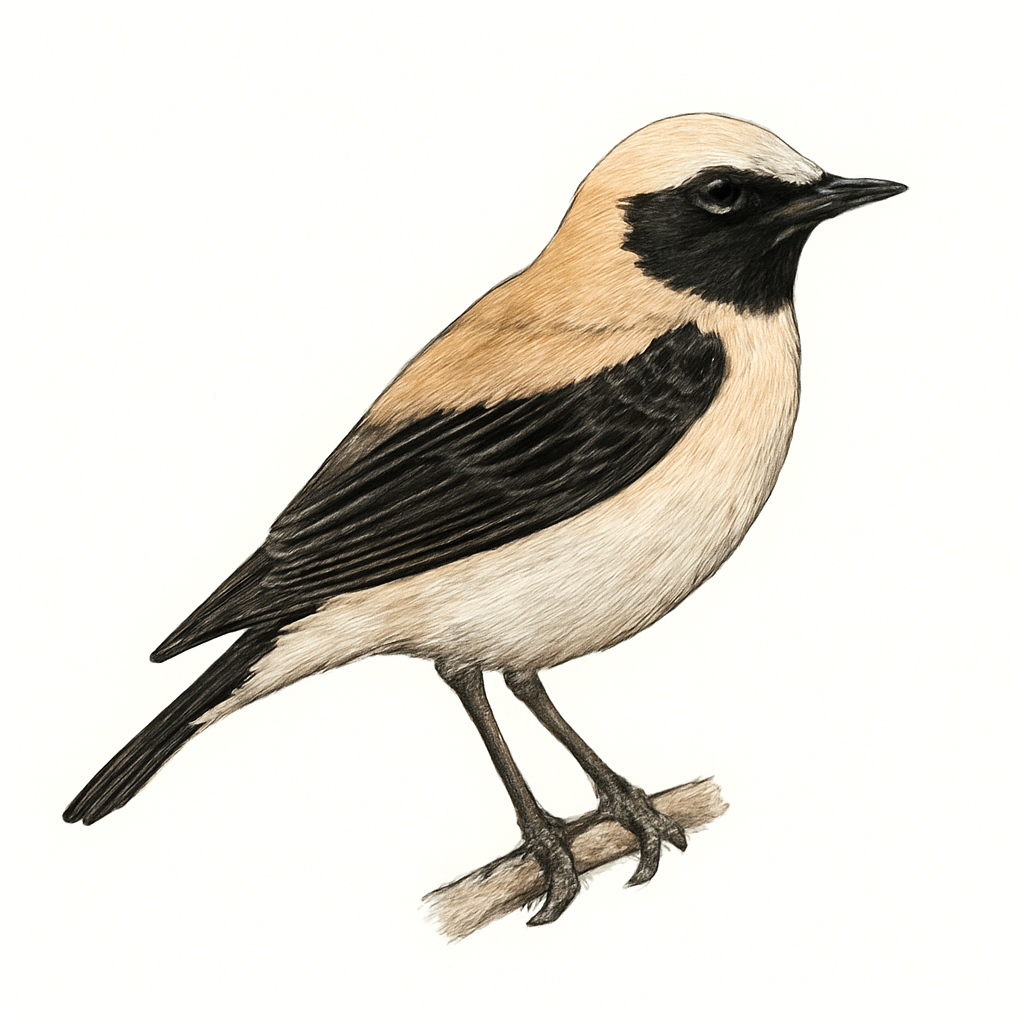 Western Black-eared Wheatear illustration