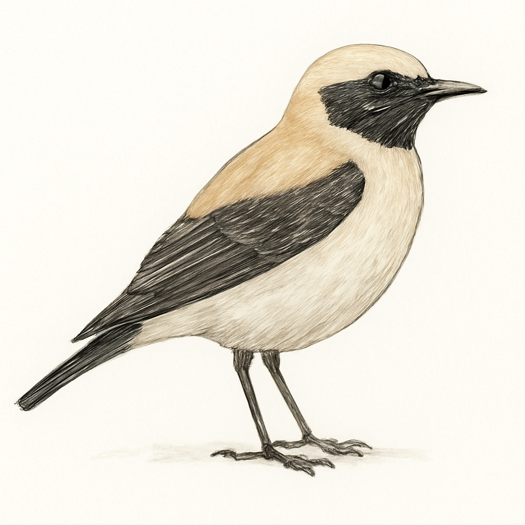 Eastern Black-eared Wheatear illustration