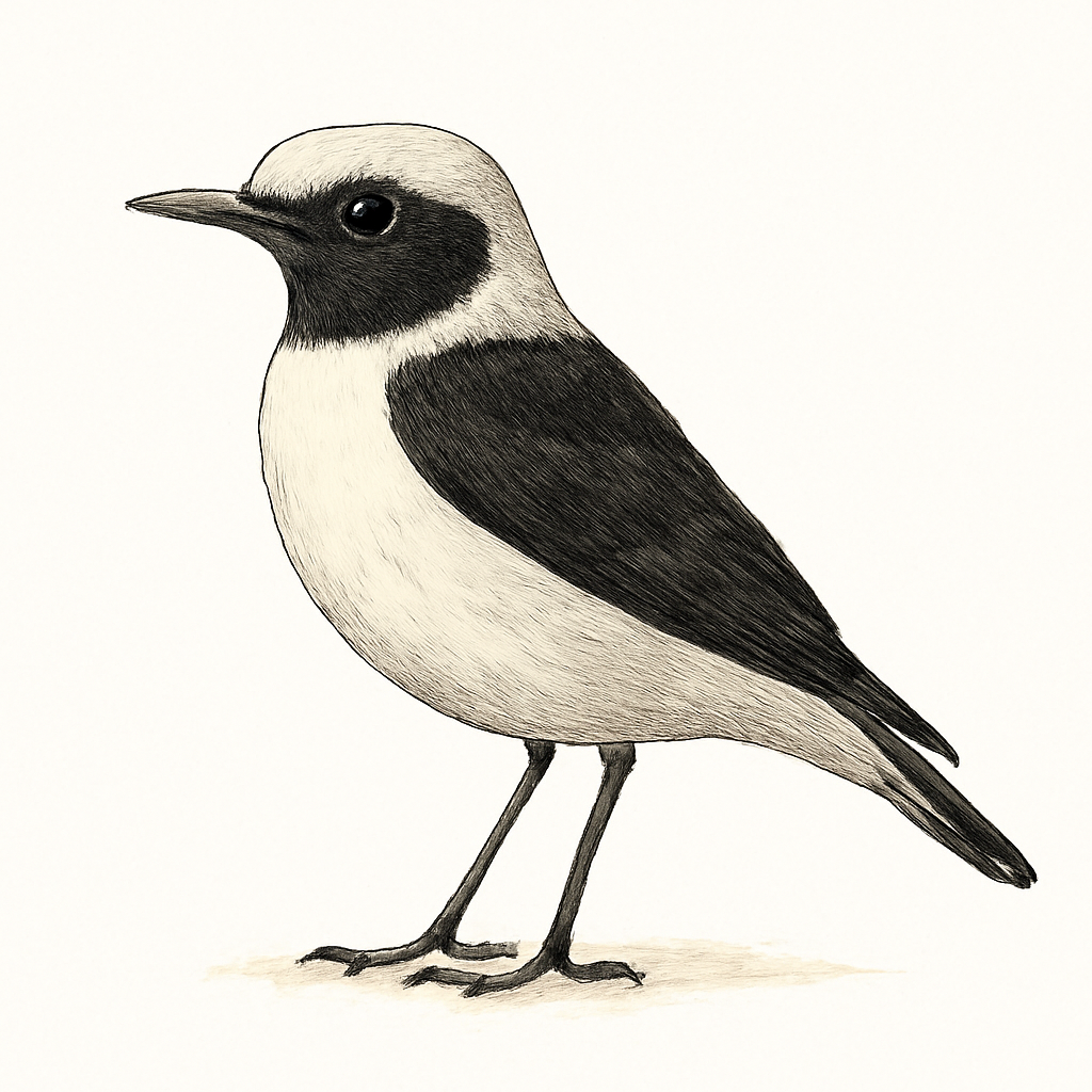 Pied Wheatear illustration