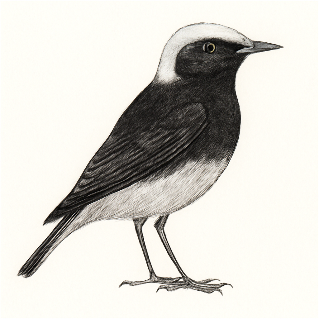White-crowned Wheatear illustration
