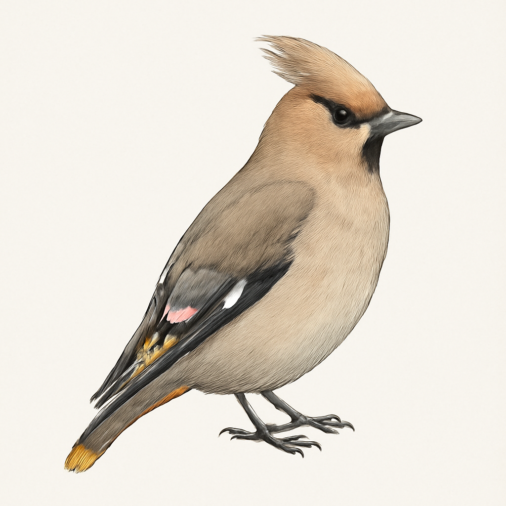 Bohemian Waxwing illustration