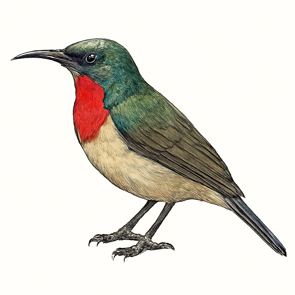 Illustration von Rotkehl-Nektarvogel