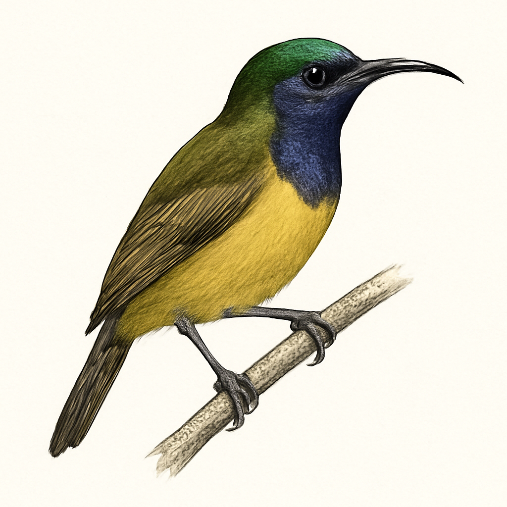 Illustration von Blauglanz-Nektarvogel