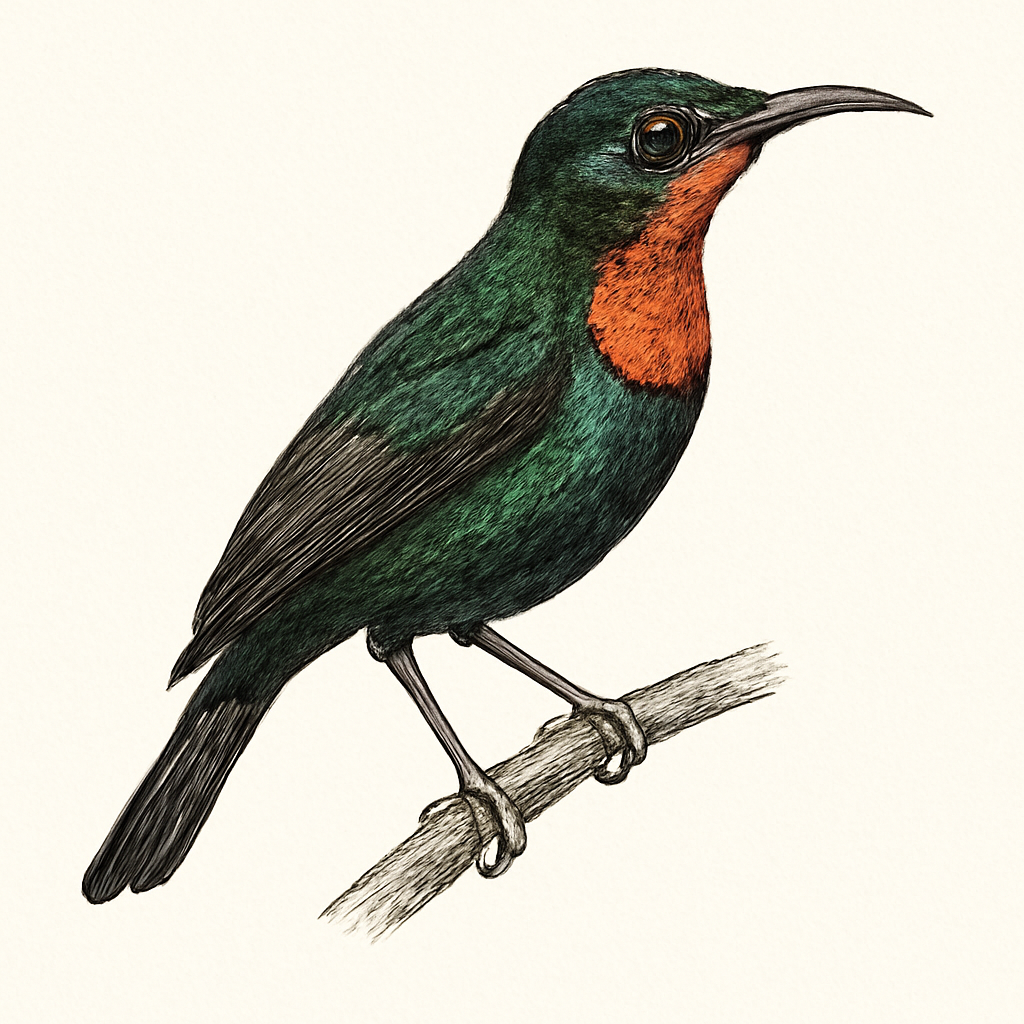 Illustration von Kupferkehl-Nektarvogel