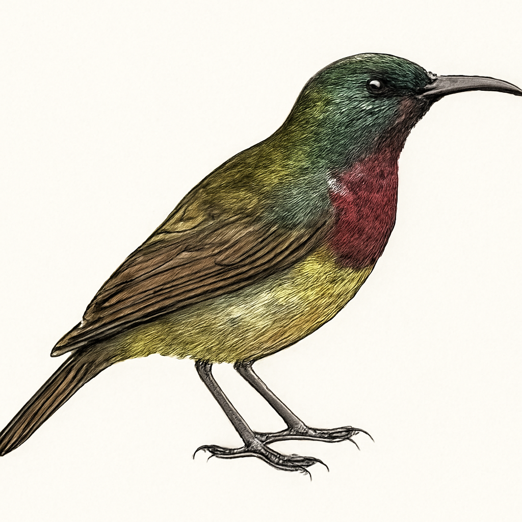 Illustration von Orangebauch-Nektarvogel