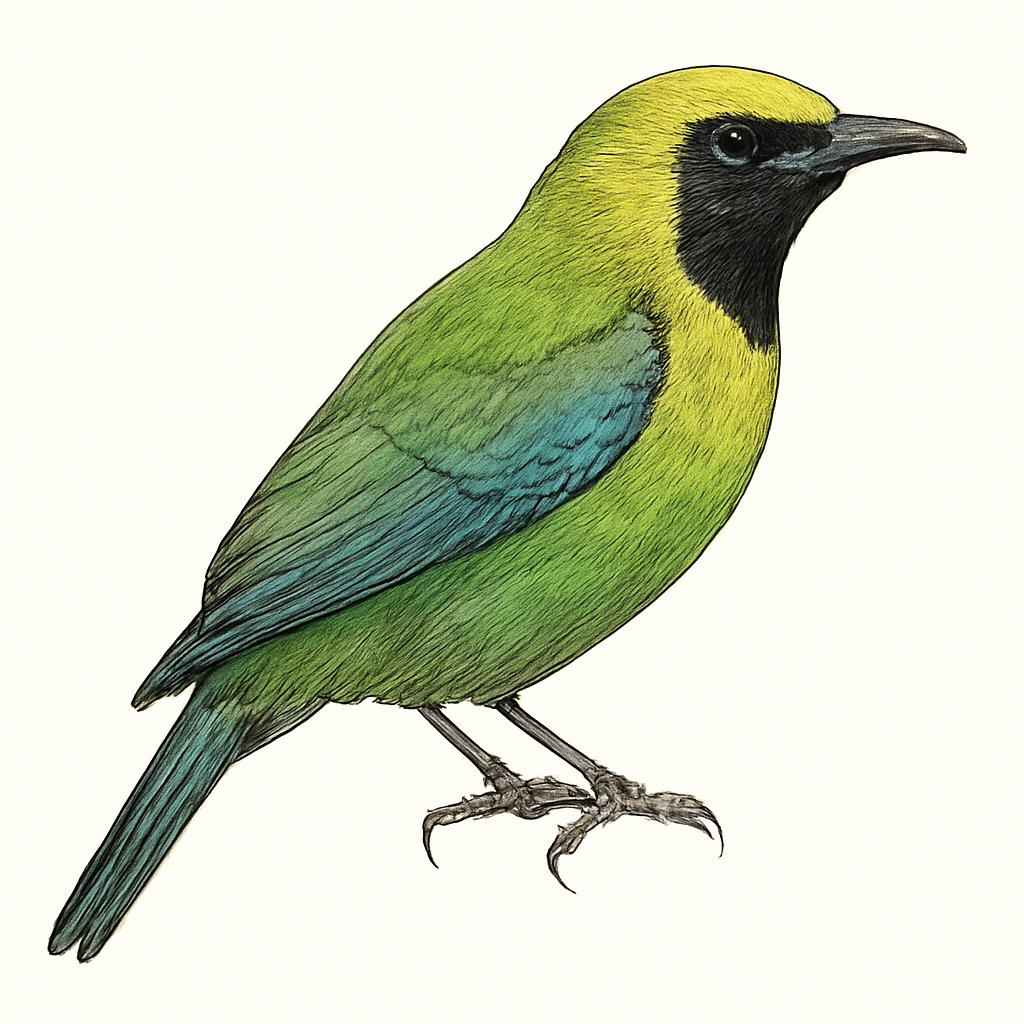 Ilustração de blue-winged leafbird