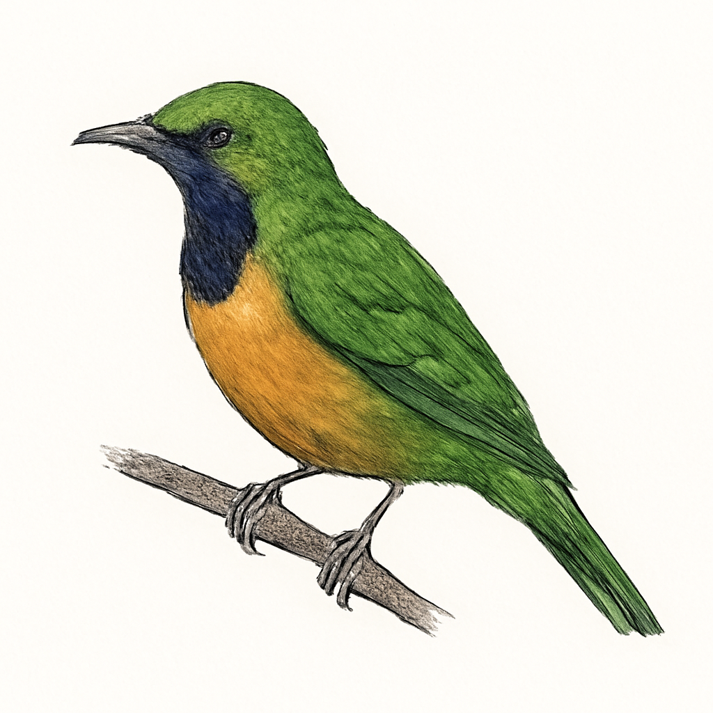 Ilustração de orange-bellied leafbird