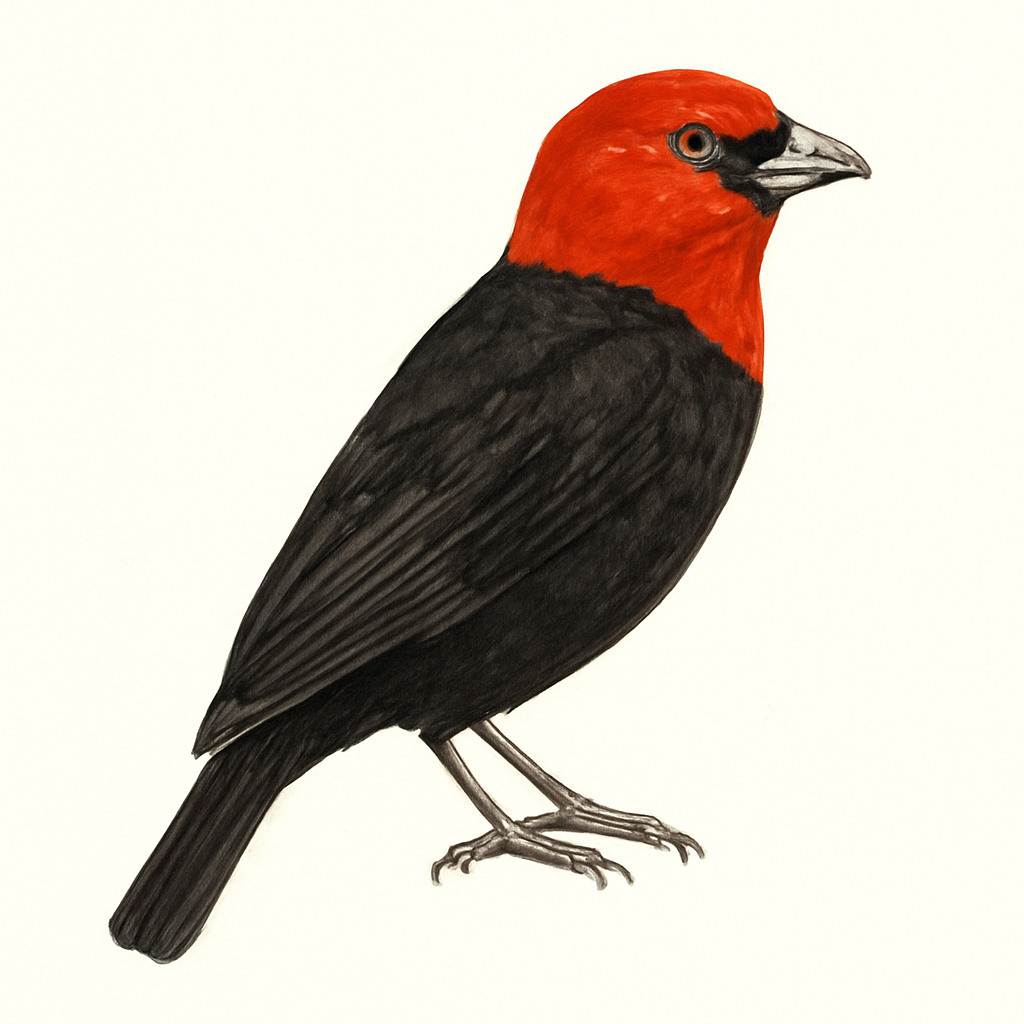 Illustration de Malimbe à tête rouge
