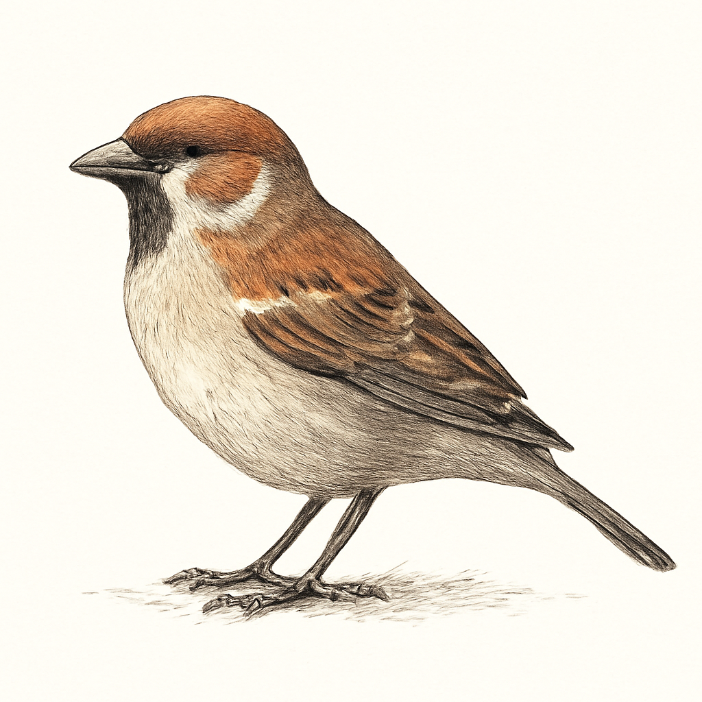 Great Rufous Sparrow illustration