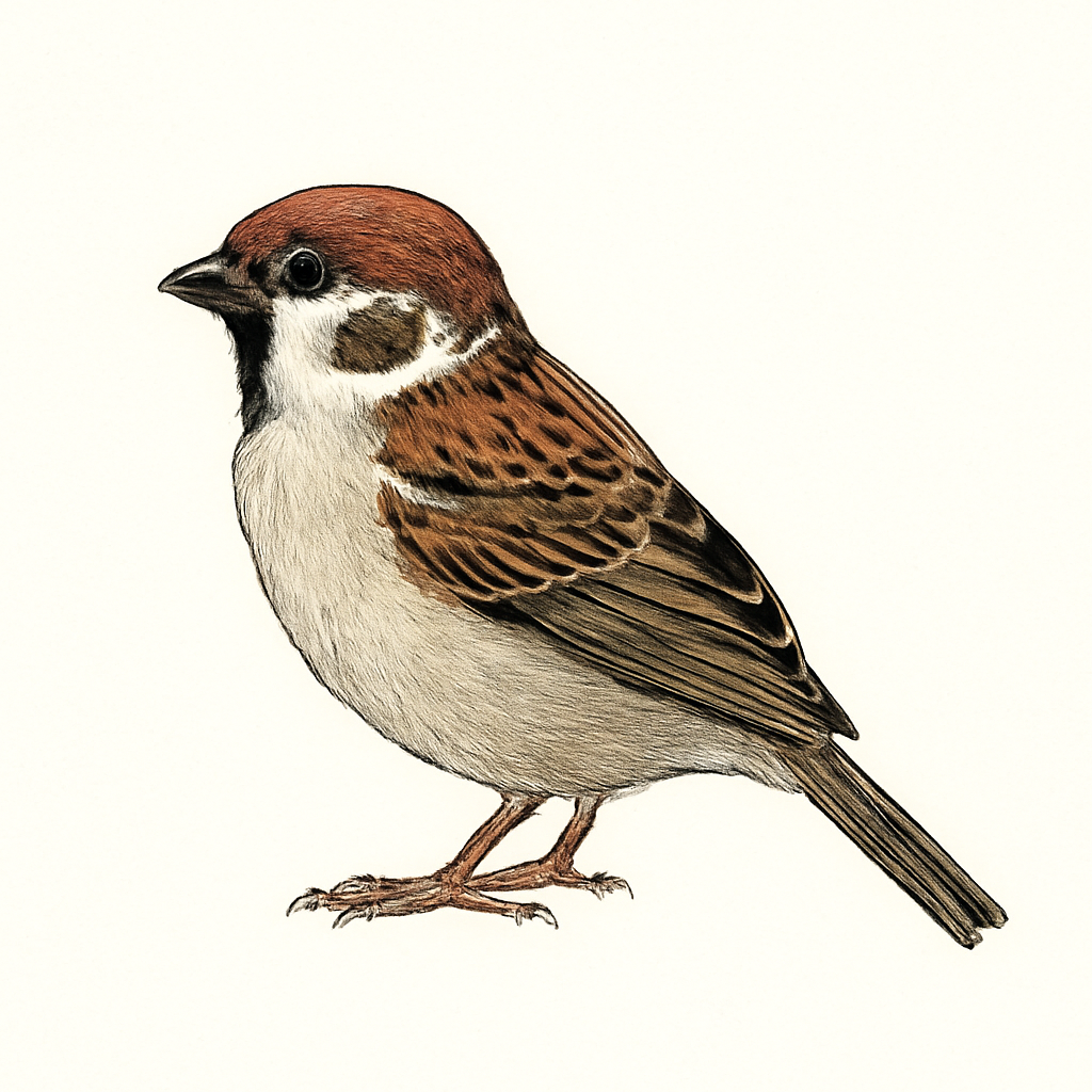Eurasian Tree Sparrow illustration