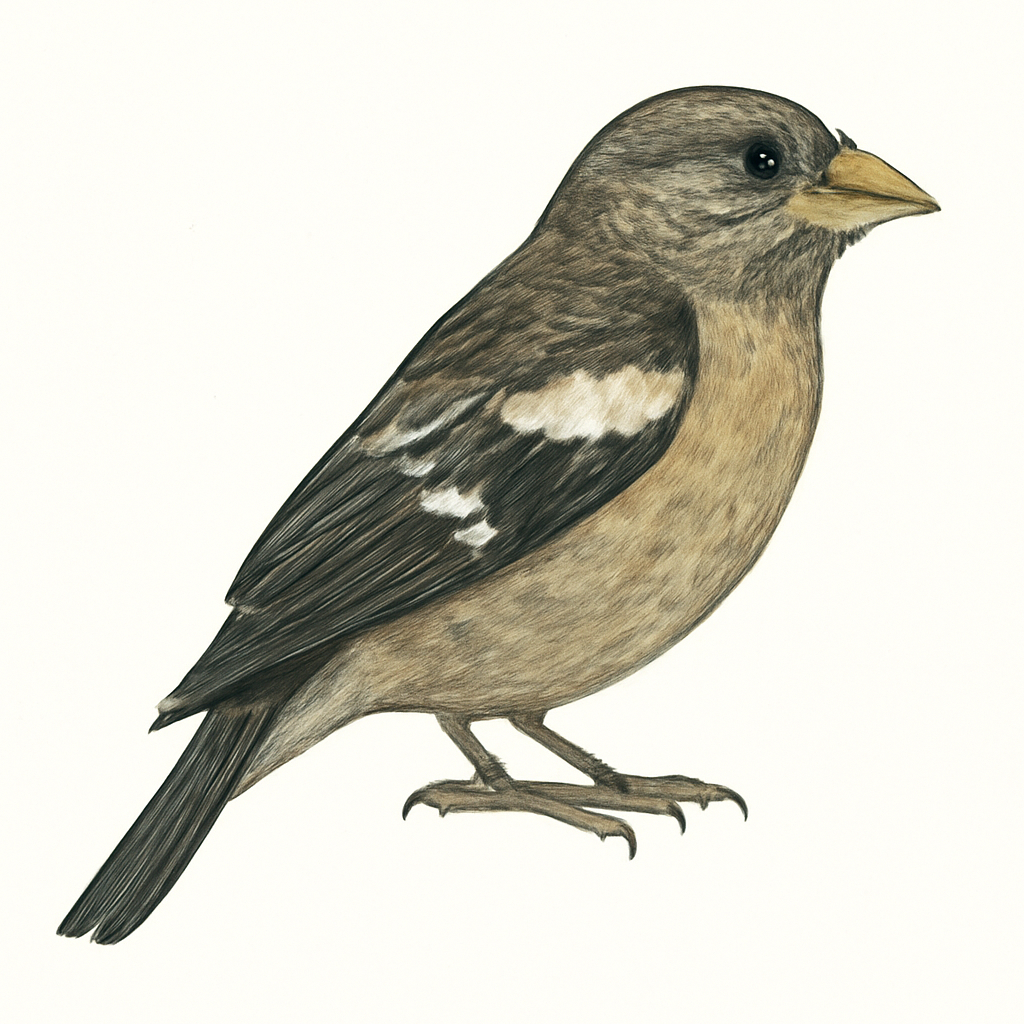 Illustration de Gros-bec à ailes tachetées